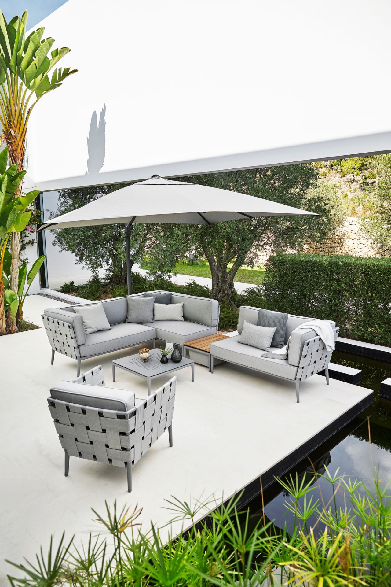 Conic AirTouch Outdoor 2 places modulaire canapé droite gris clair Cane-Line