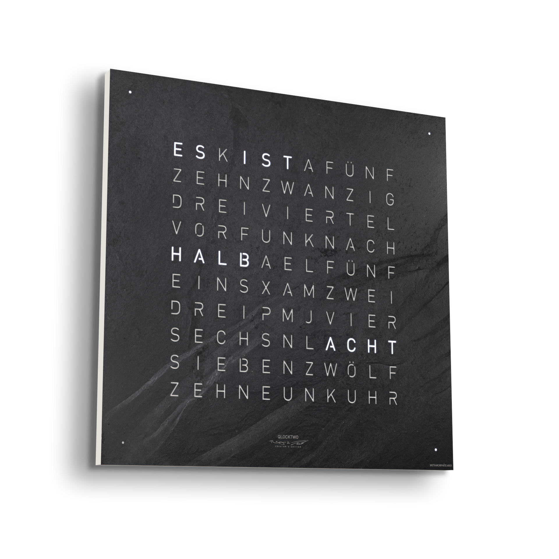 Earth 45 Creator's Edition Horloge murale / Objet temporel Allemande QLOCKTWO