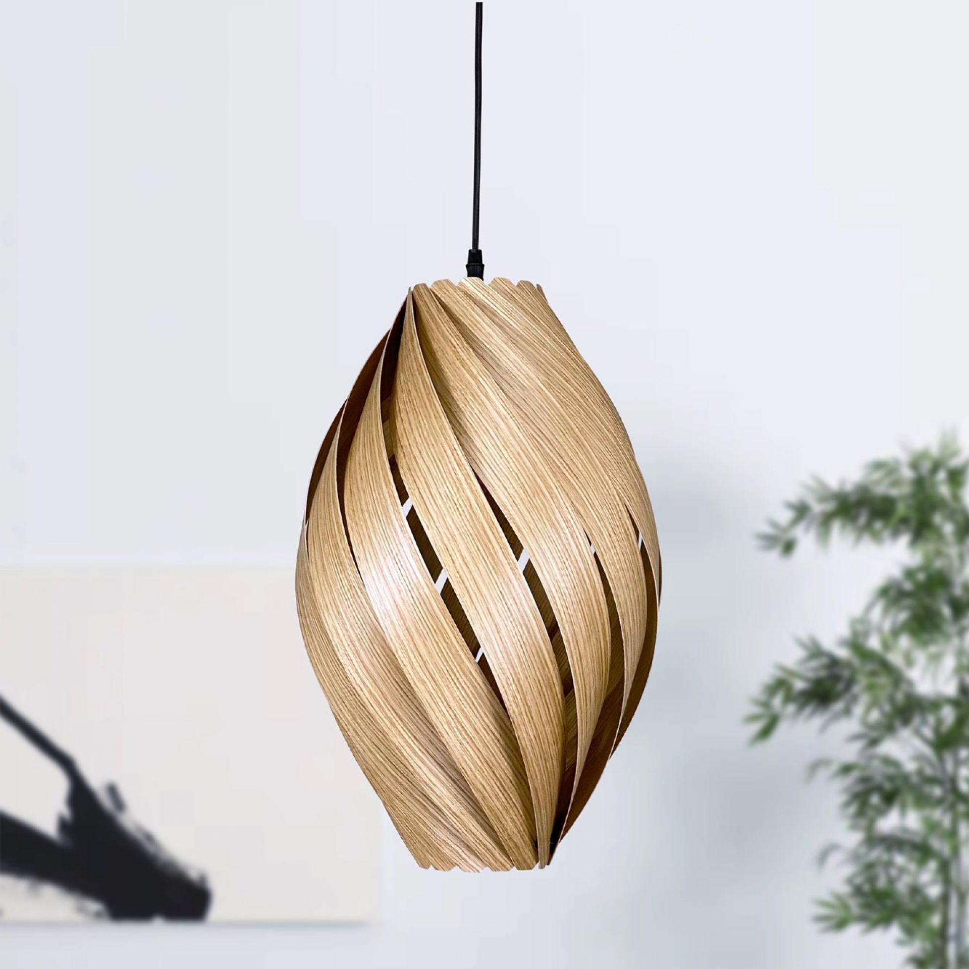 Ardére Lampe à suspendre arrondi Chêne Gofurnit