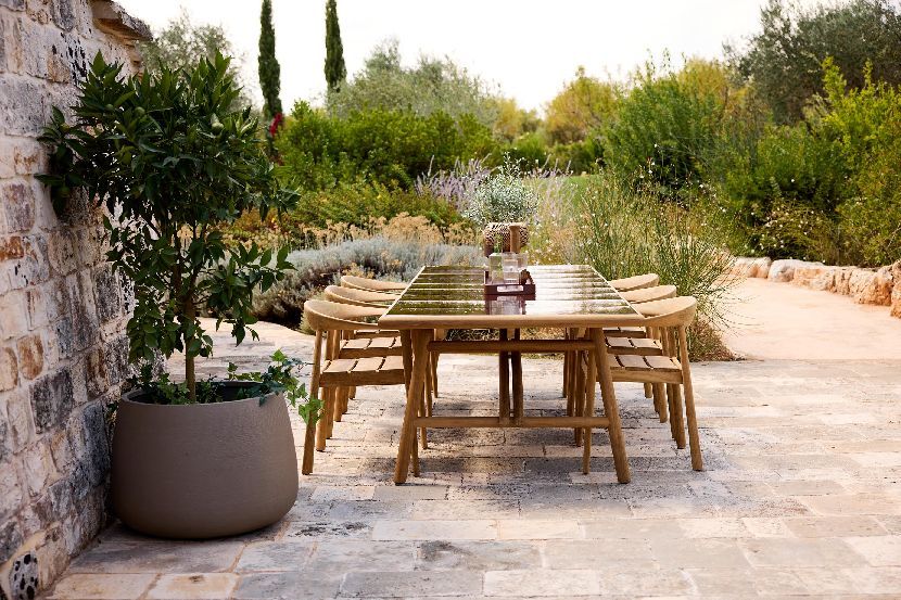 Jardinière ronde moyenne pour terreau, jardinière d'extérieur à cannelures