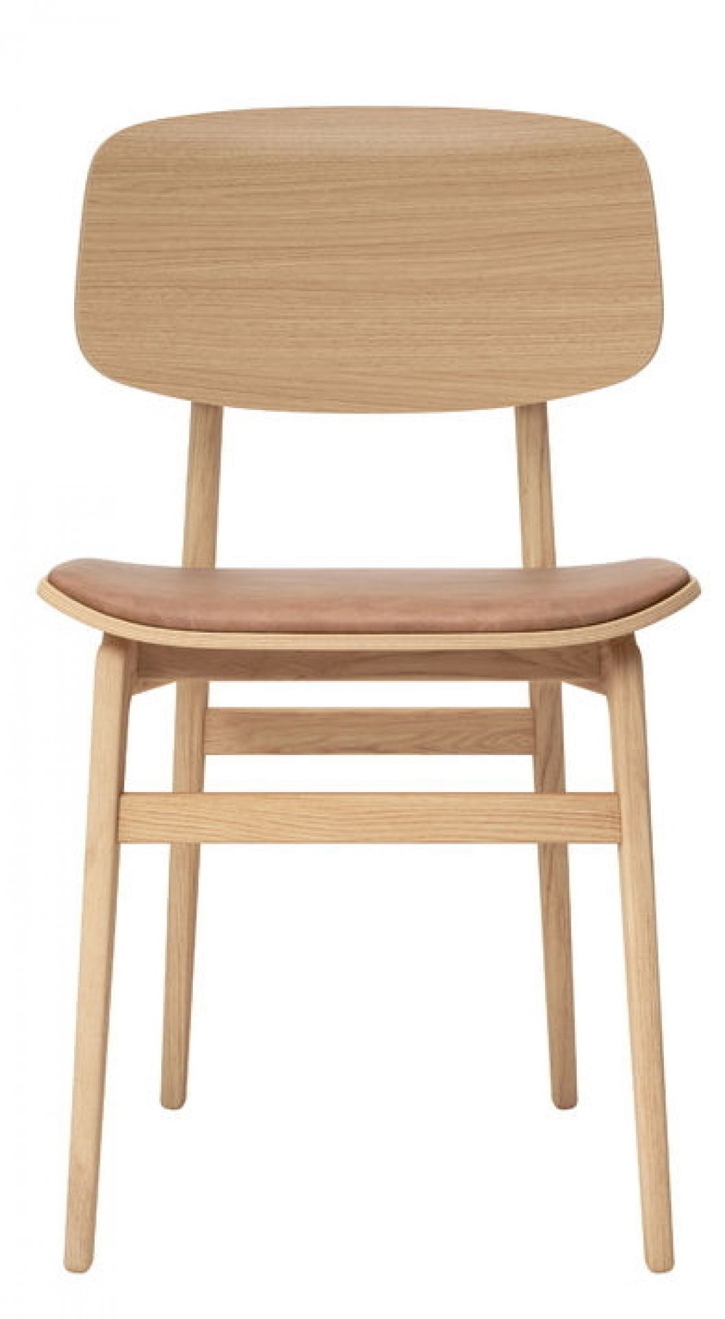 NY11 New York Dining Chair Chaise Rembouree Norr11 Chêne naturel Dunes Cuir Camel