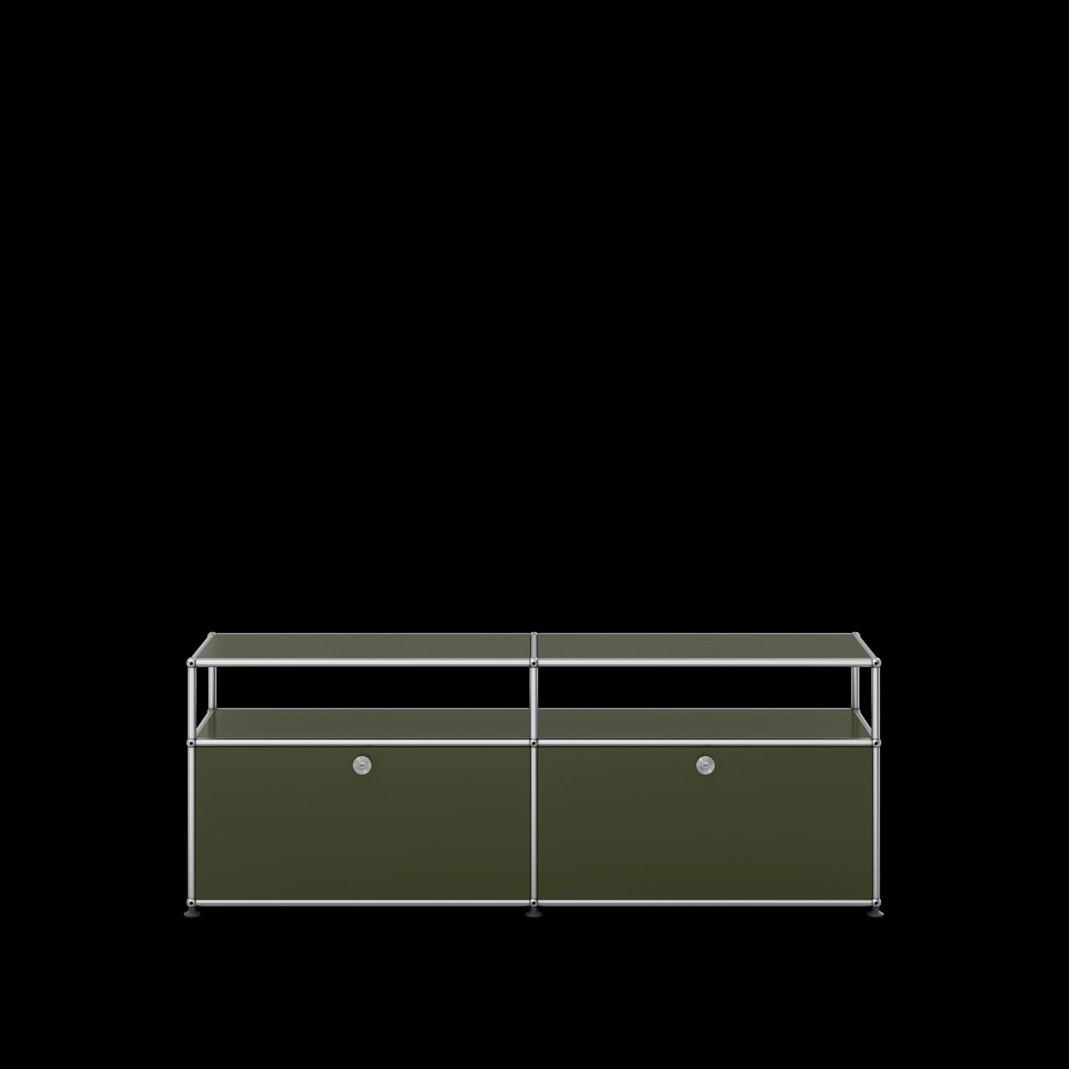 USM Haller Lowboard avec deux portes rabattables Vert olive NOUVEAU TEINTE STANDARD