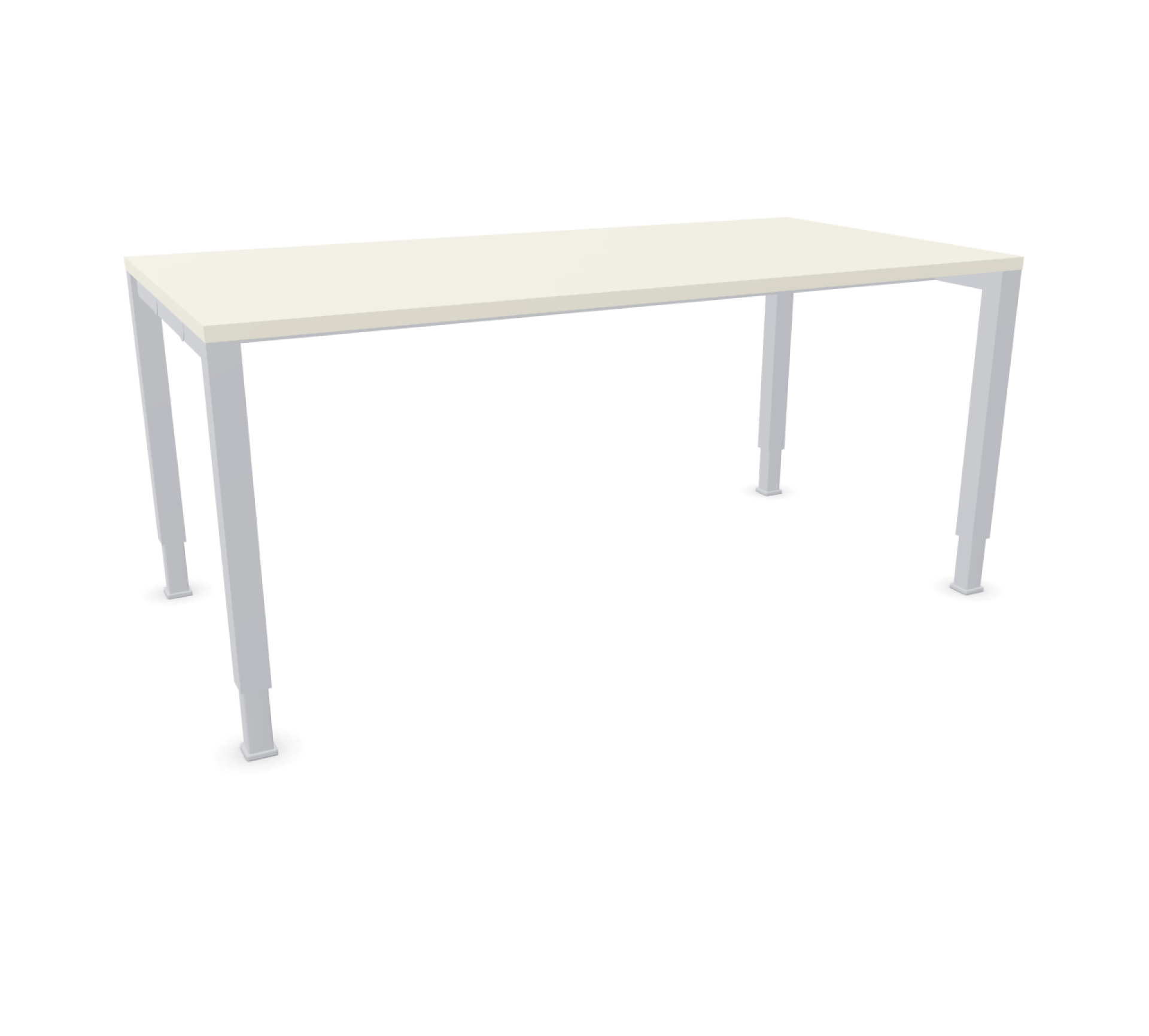 Basic 4 Besprechungstisch von König+Neurath mit heller Tischplatte und silberfarbenem Gestell.