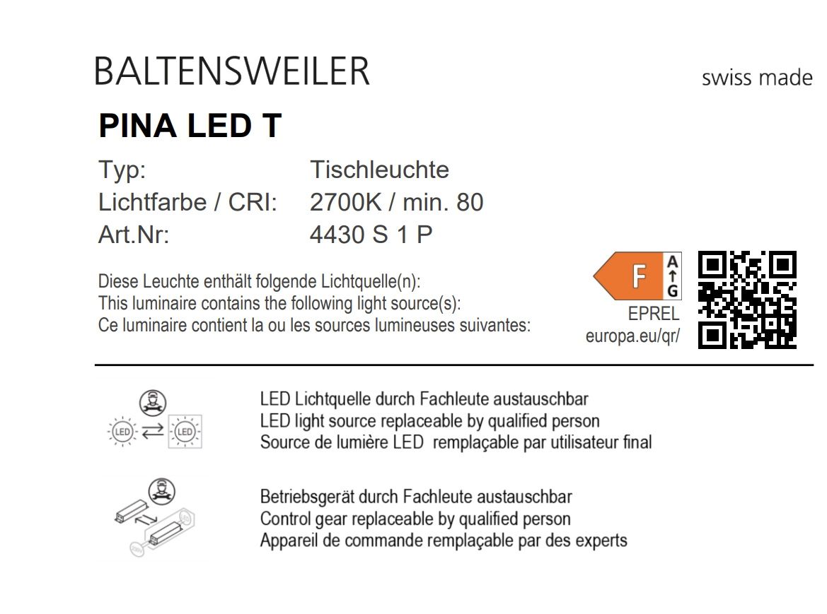 PINA LED T Lampe de Table Baltensweiler