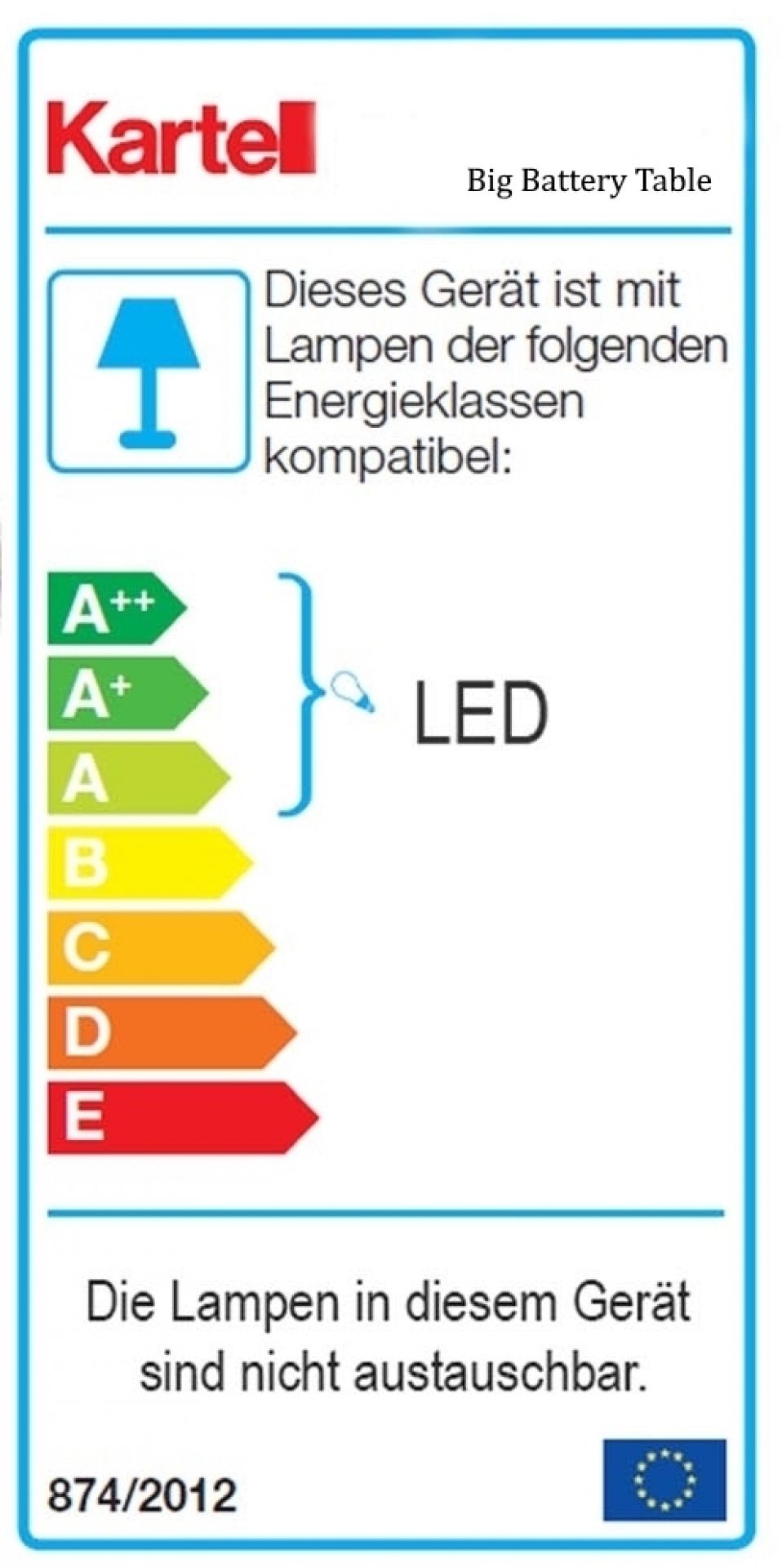 Big Battery Lampe de Table avec batterie Kartell