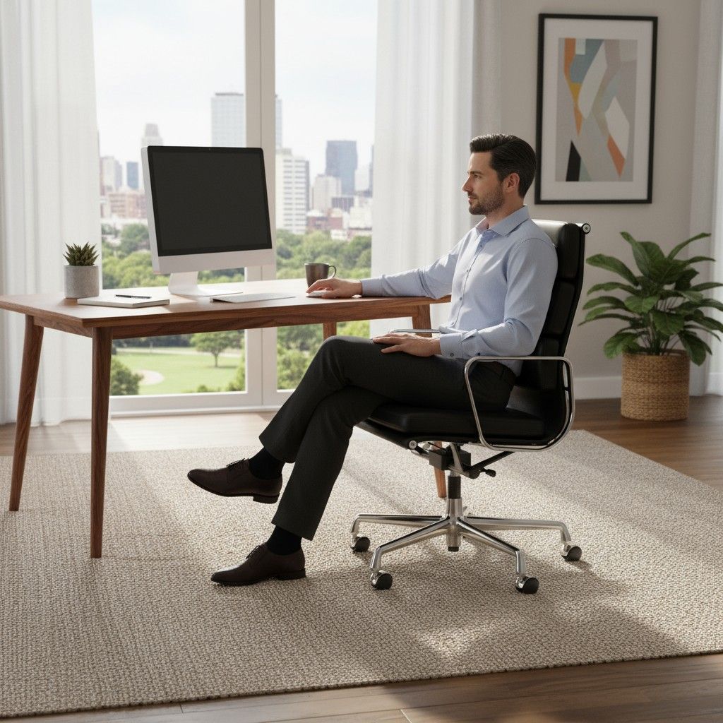 Soft Pad Chair EA219 / EA 219 CHROME / LEDER NERO Fauteuil Vitra OFFRE SPECIALE