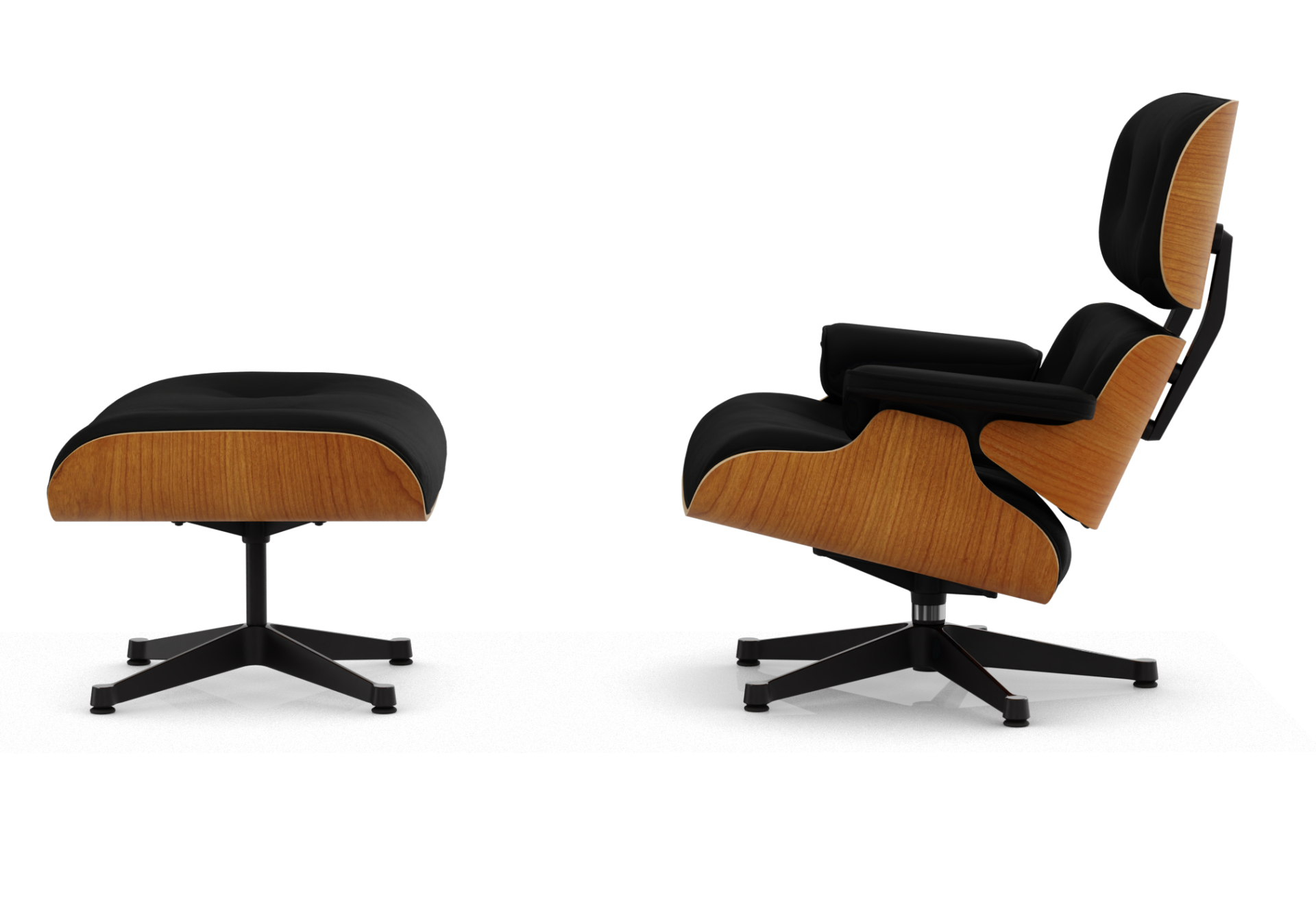 Eames Lounge Chair & Ottoman Fauteuil COMPOSITION PRÉFÉRENTE en cuir Premium Vitra Cerisier naturel