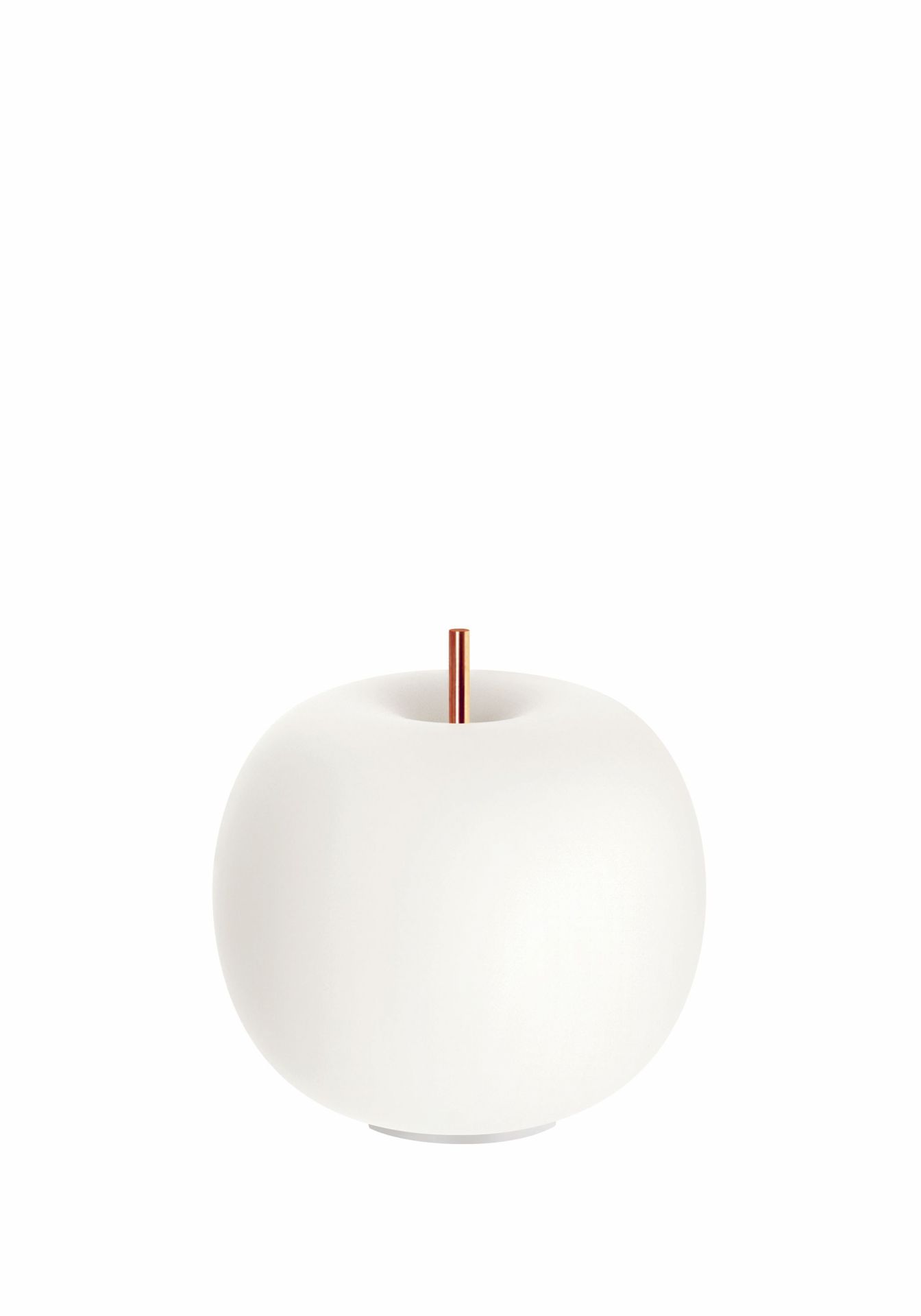 Kushi 16 Mobile Tischleuchte Kupfer Kdln, weiße Kugel mit Kupferstab, moderne Tischlampe.