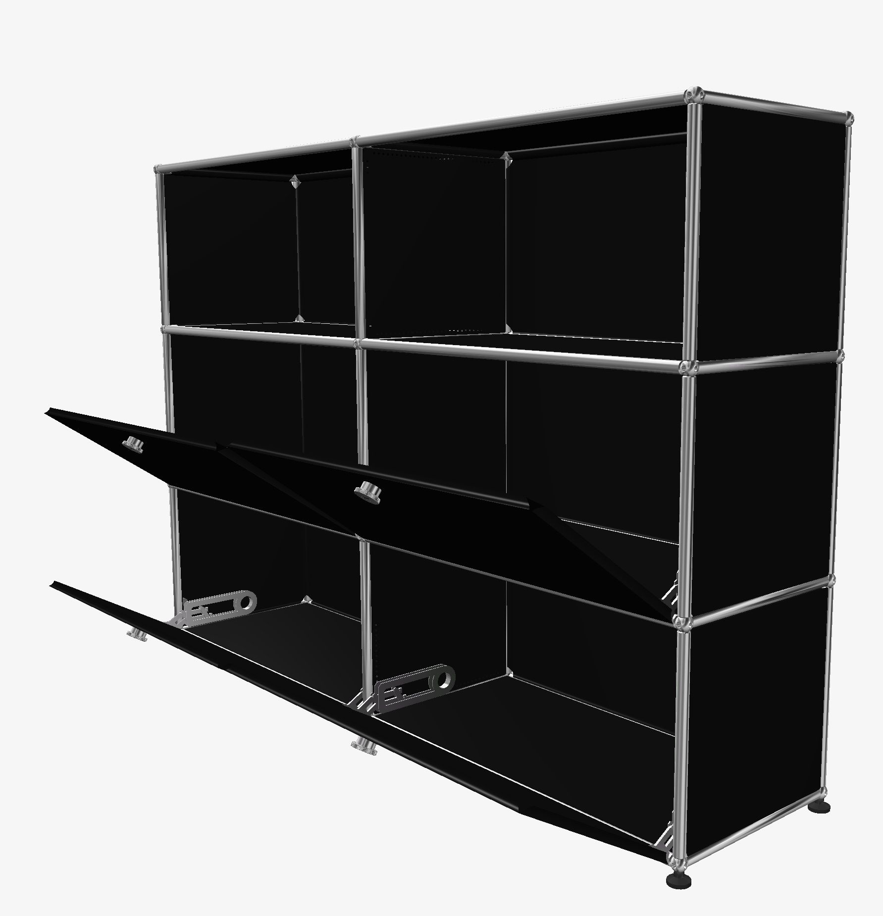 USM Haller Highboard 4 Volets / 2 Ouverts Noir graphite - LIVRAISON RAPIDE