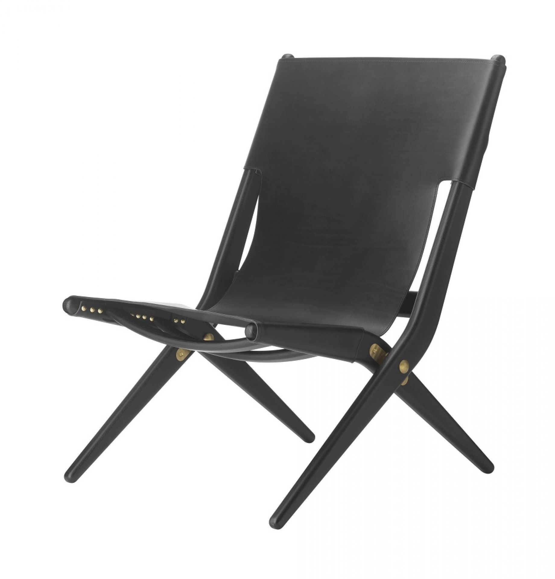 Saxe Chaise chêne teinté noir - cuir noir de Lassen