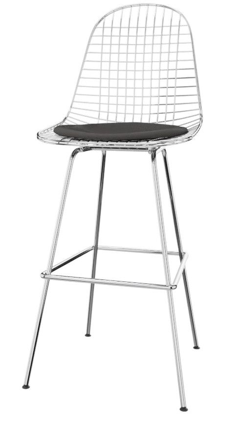 Eames Wire Bar Stool Tabouret de bar moyen avec coussin d'assise Vitra 