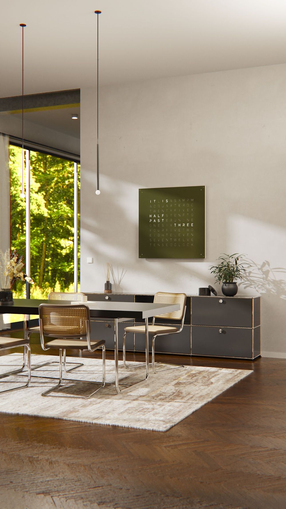 Earth 90 Steel Series Horloge murale / Objet temporel Allemande QLOCKTWO