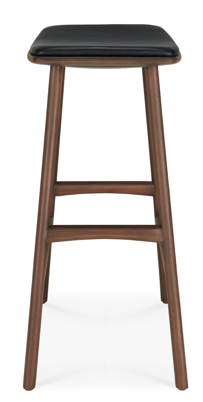 Osso Counter Stool Tabouret de bar avec coussin d'assise en cuir noir Ethnicraft 
