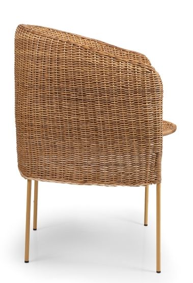 Caribe Dining Chair aus Rattan, gelbe Beine, Outdoor Stuhl aus Naturmaterialien von Ames.