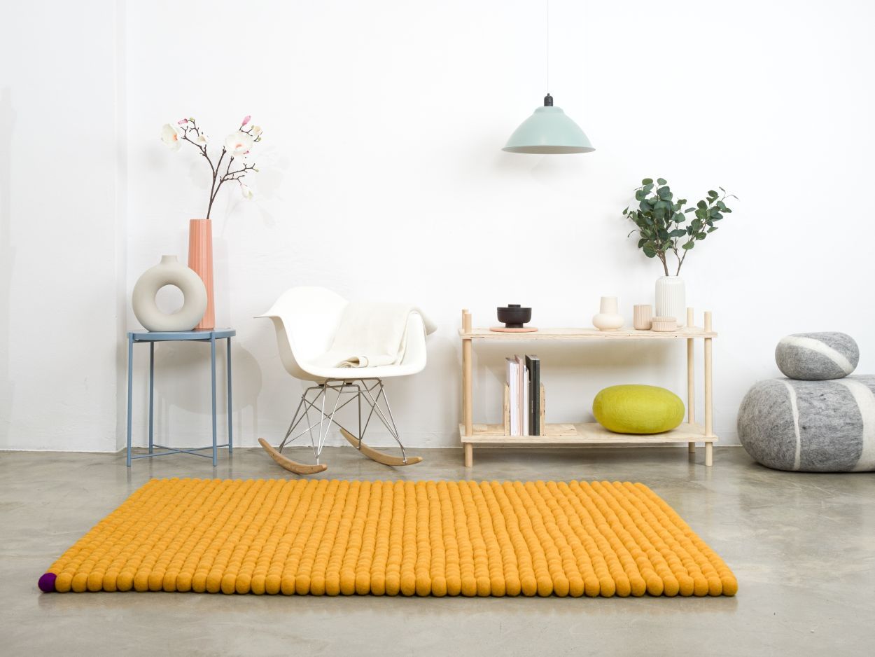 Big One Rectangulaire Tapis en feutre 200 x 300 cm myfelt Jaune ocre