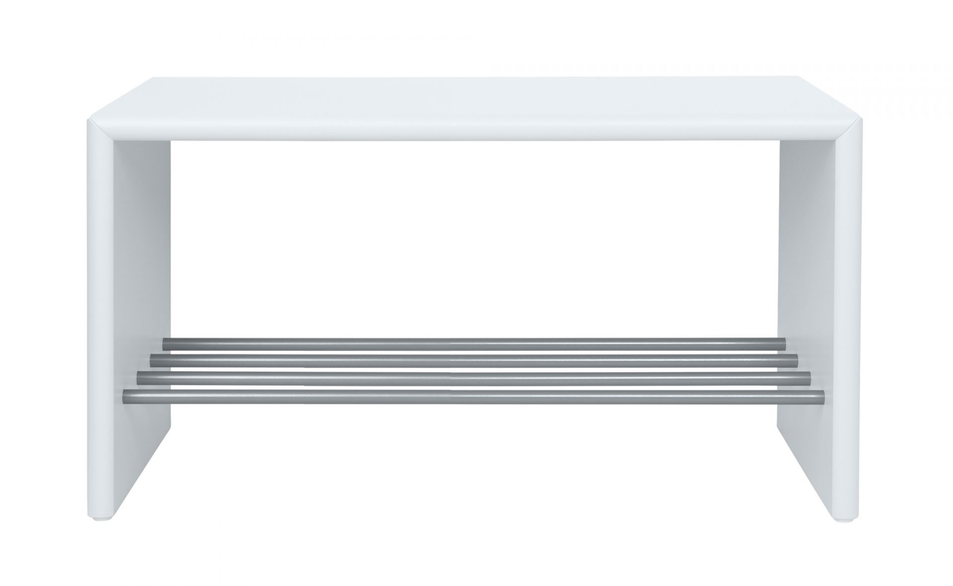 Banc de chaussures  80 cm New White Montana Weiße Schuhbank mit Sitzfläche und Schuhablage aus Metall, Modell Montana.