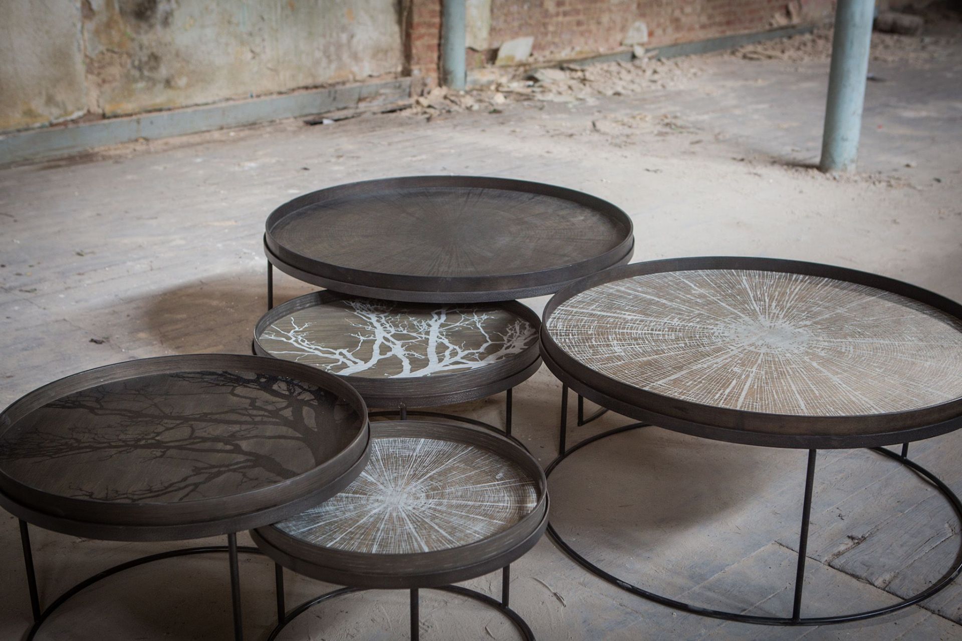 Table basse 2 pièces Noir Rond L/XL Ethnicraft 