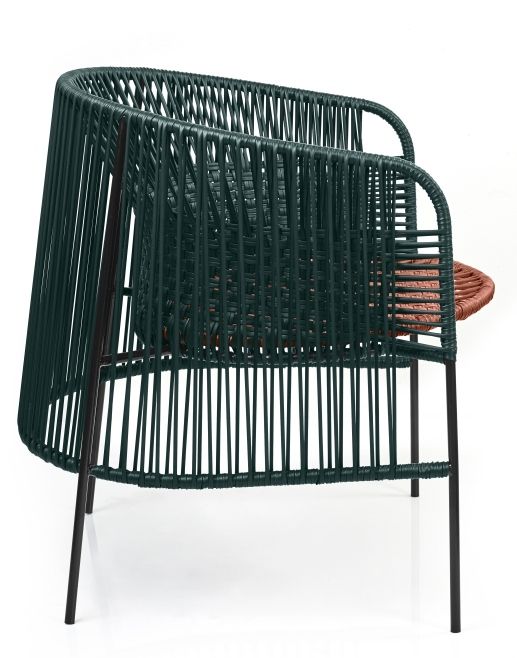 Caribe Chic Lounge Chair Fauteuil de salon Outdoor ames Vert mousse / Cuivre / Noir