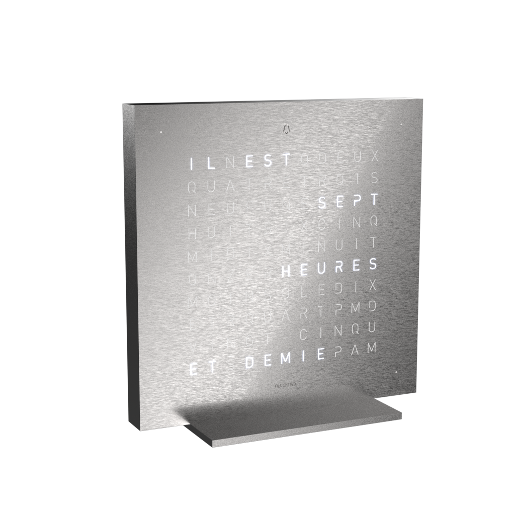  Earth 13.5 Steel Series Horloge de table version / Montre Français QLOCKTWO