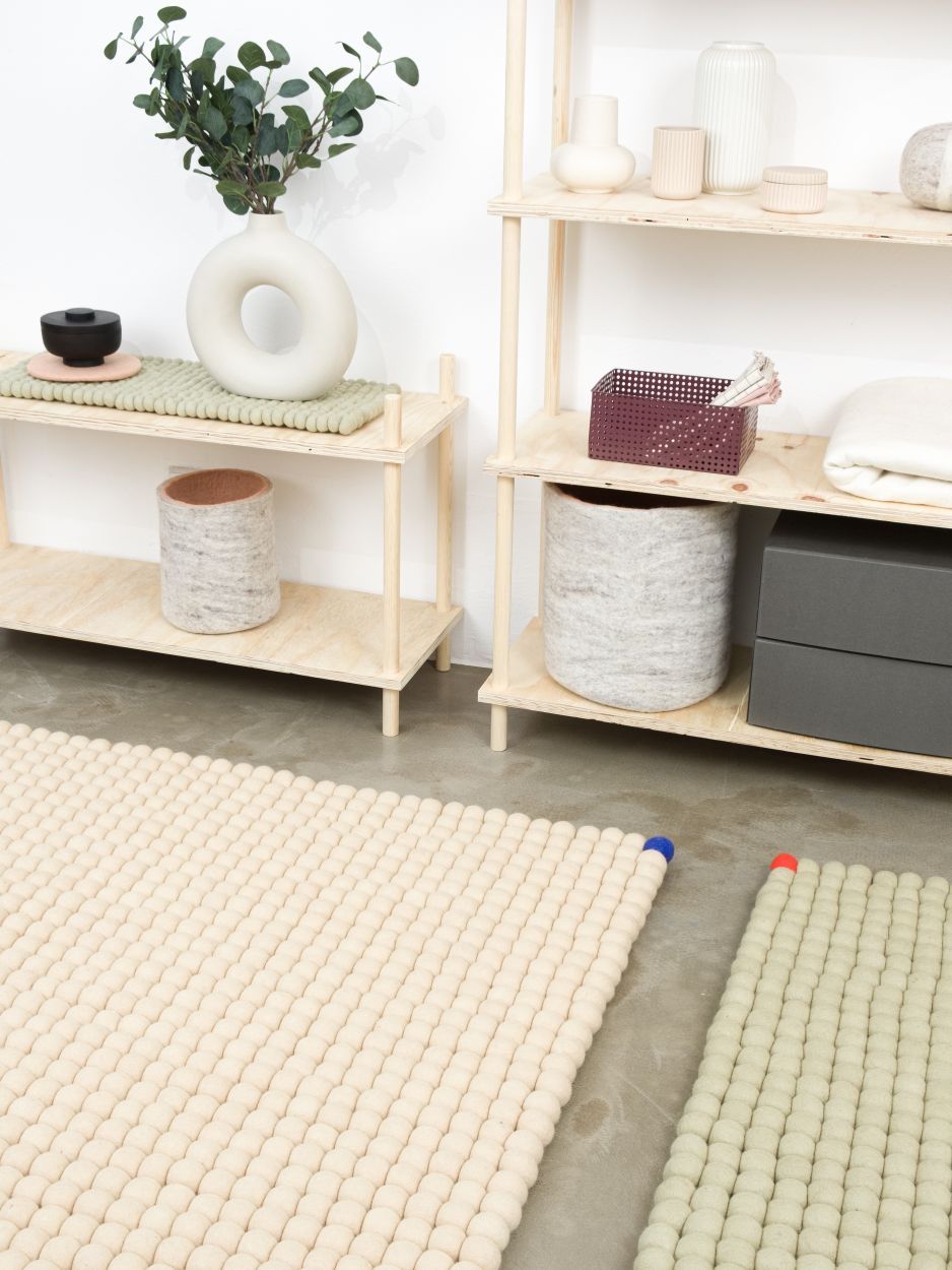 Big One Rectangulaire Tapis en feutre 140 x 200 cm myfelt Beige vert