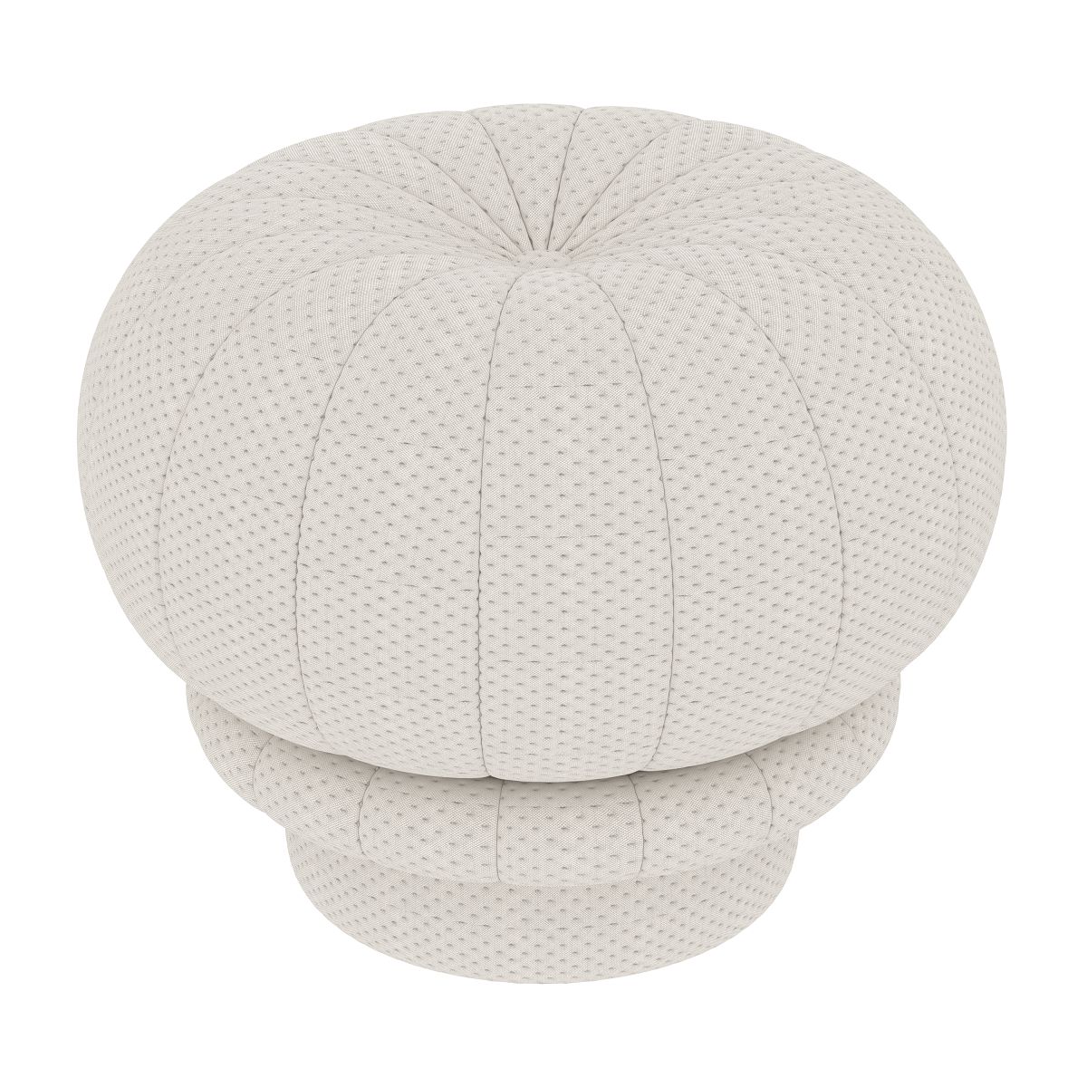 Beiger Claudie Pouf Hocker von Hartô, runder Sitzhocker mit Stoffbezug, modernes Wohnaccessoire für Wohnzimmer.