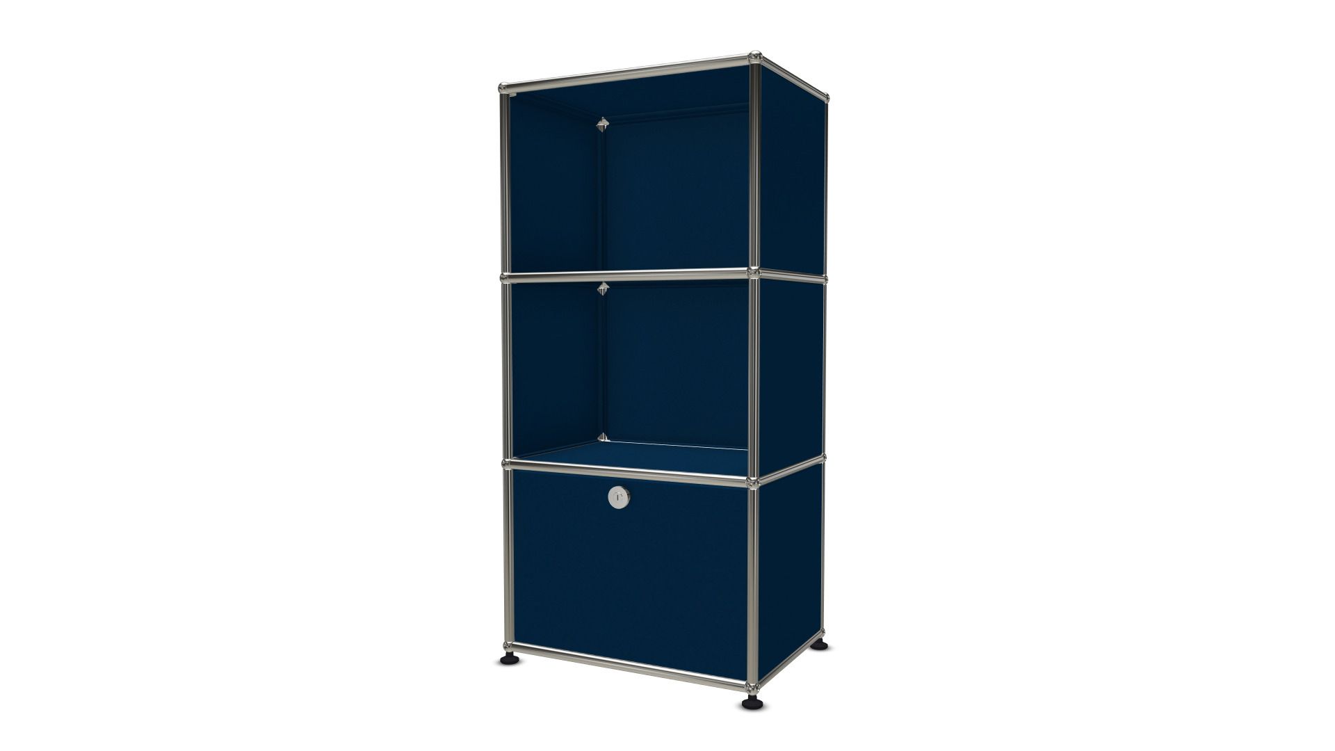 USM Haller Regal mit einer Ausziehtür stahlblau