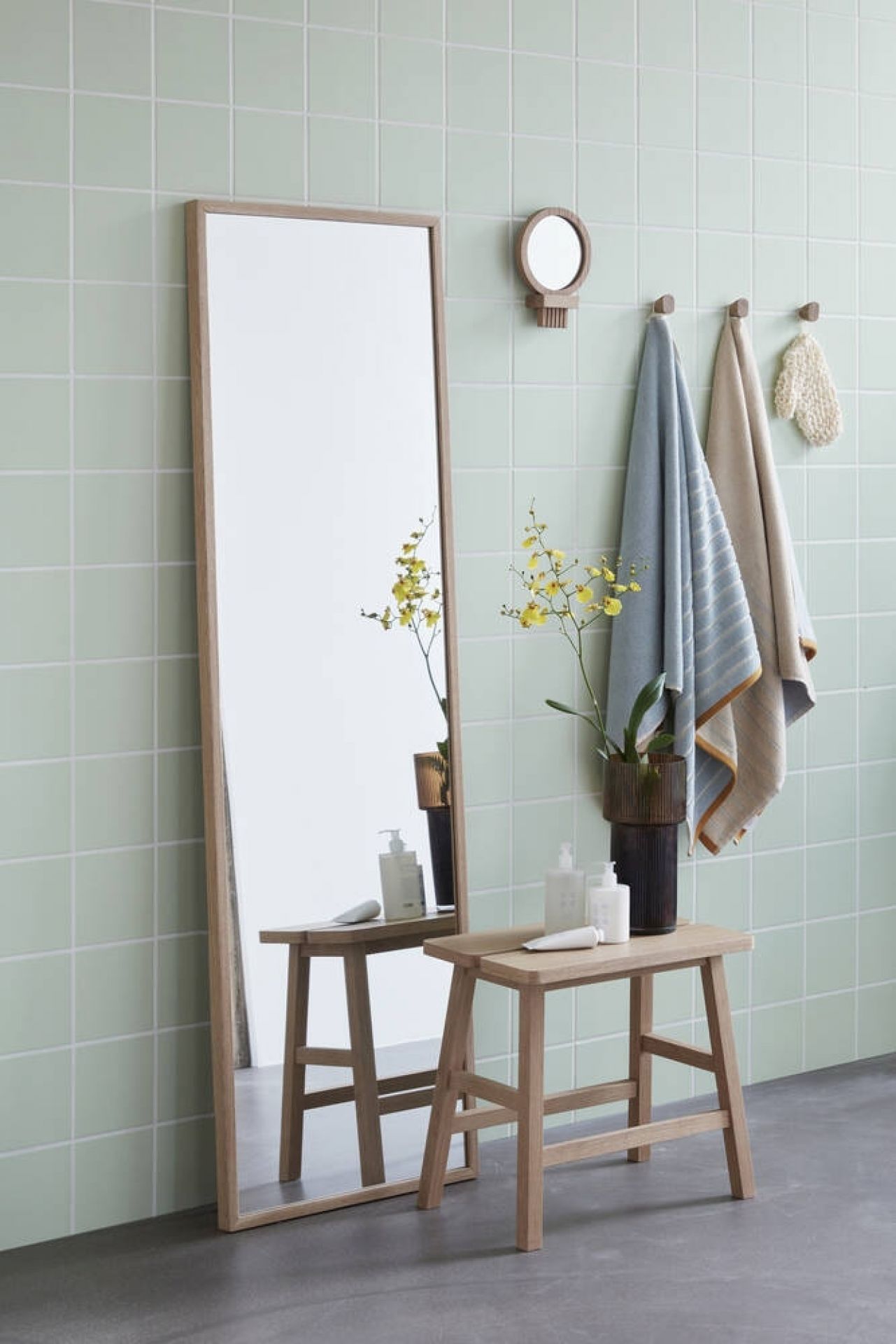 Wall mirror Miroir mural Verre Chêne Hübsch Interior OFFRE SPECIALE
