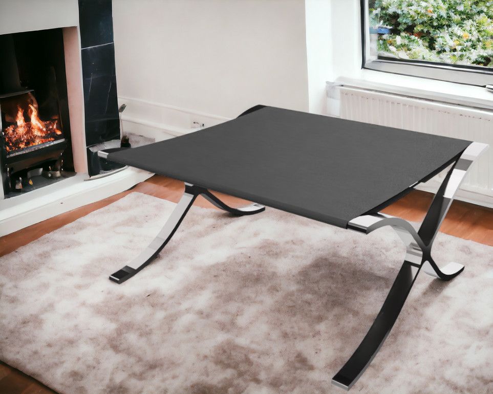 Tabouret Barcelona / Tabouret Relax en cuir de vache noir Knoll International 