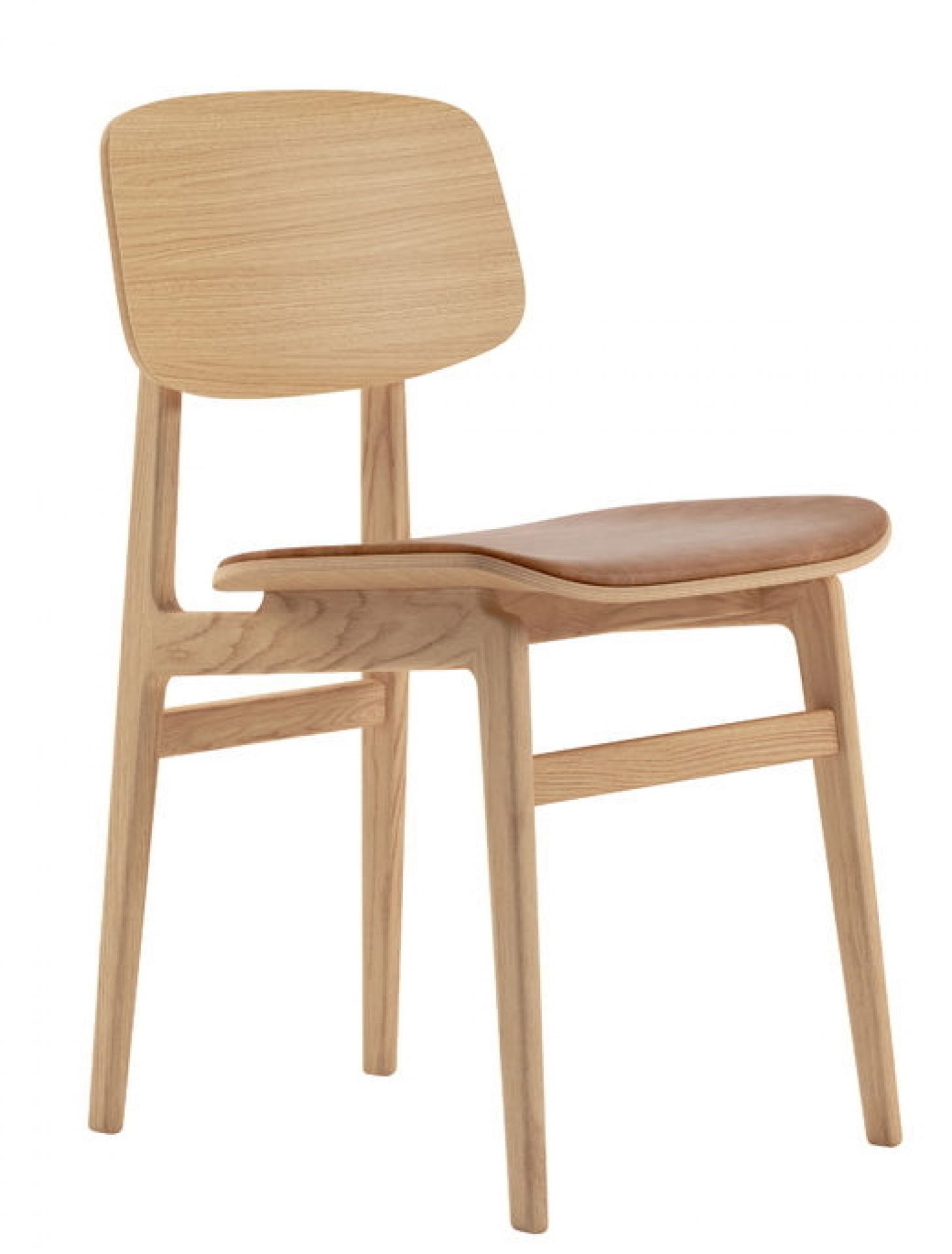 NY11 New York Dining Chair Chaise Rembouree Norr11 Chêne naturel Dunes Cuir Camel