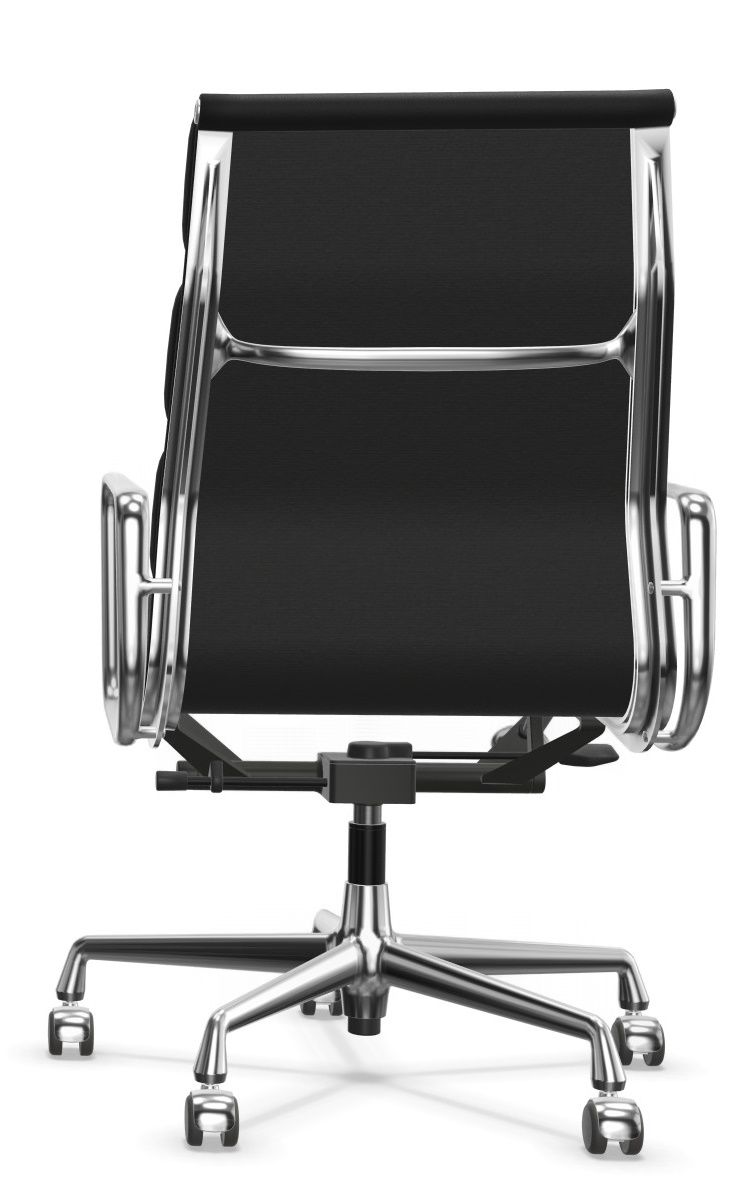 Soft Pad Chair EA219 / EA 219 Dossier haut , ROTATIF, CUIR PREMIUM F NERO AVEC LIGNE DE CONTRASTE, BASE CHROME Vitra OFFRE SPECIALE