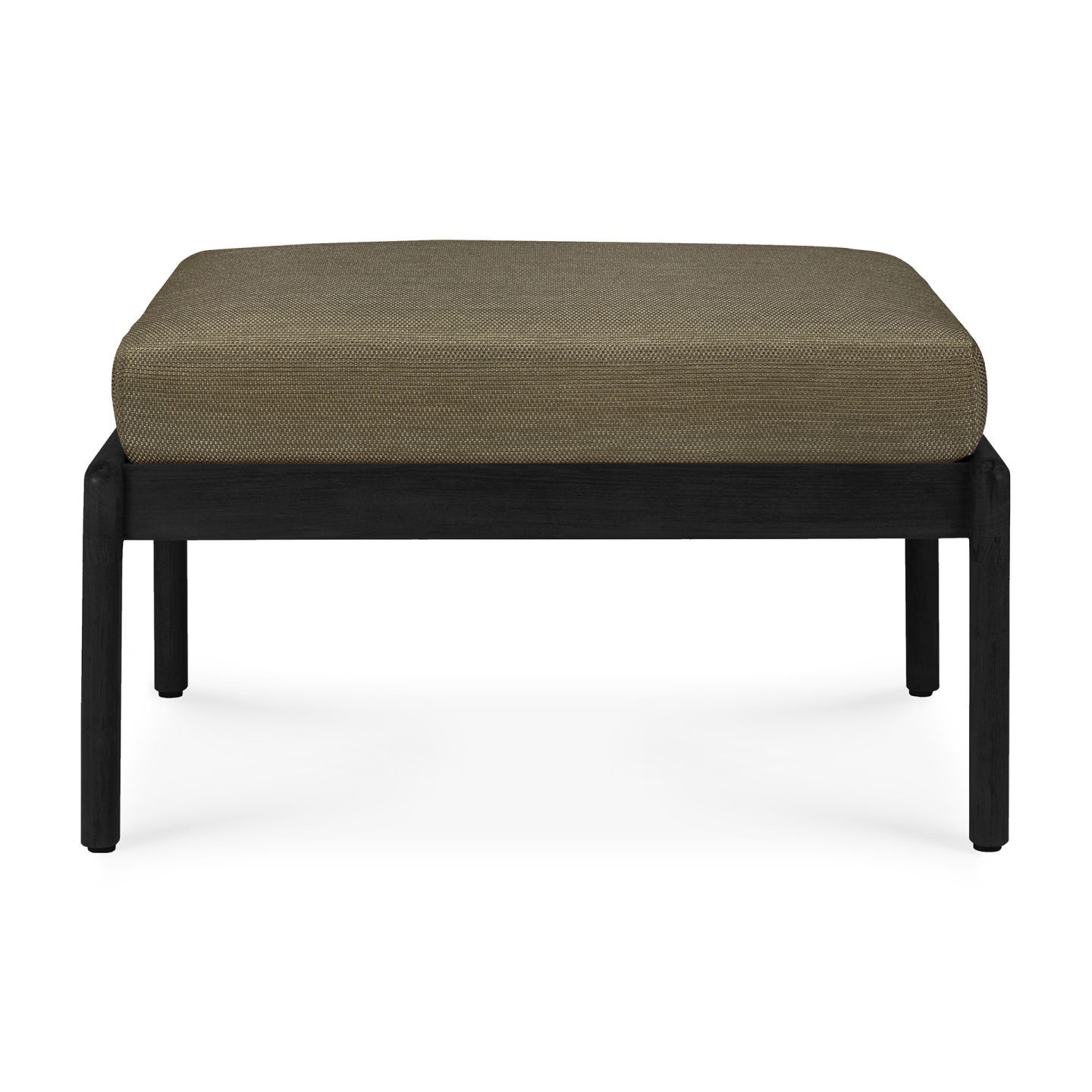 Tabouret d'extérieur rembourré Jack en teck, tissu noir et vert Ethnicraft