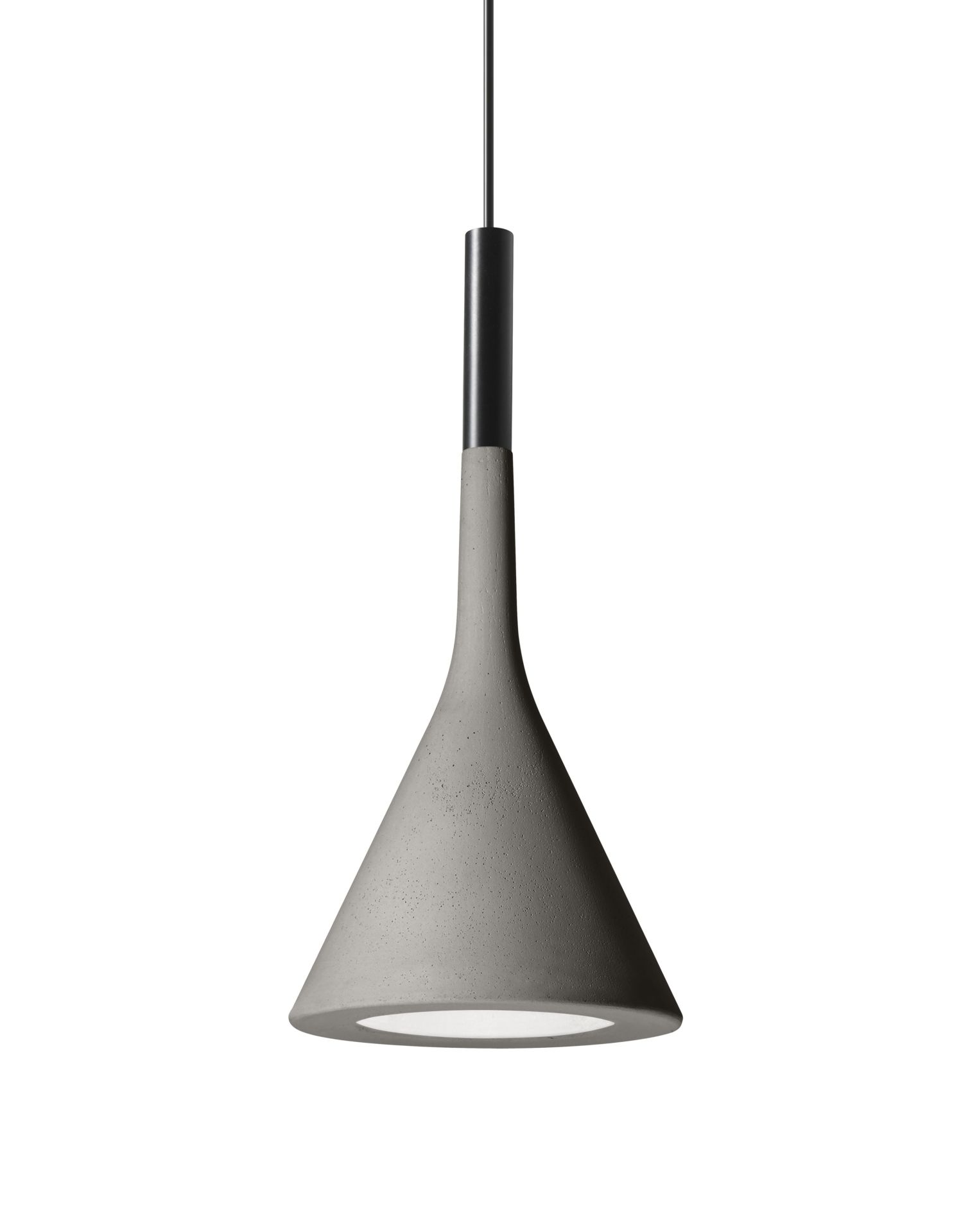 Graue Aplomb Pendelleuchte von Foscarini aus Beton, modernes Design für Wohnzimmer und Esszimmer.