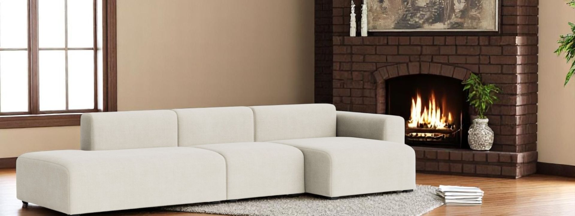 Canapé Mags 3 places Combination 4 Low Armrest avec accoudoir à droite Hay