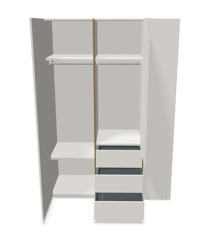 Armoire MODULAR PLUS Combinaison avec étagère annexe à droite et 3 tiroirs Müller Möbelwerkstätten