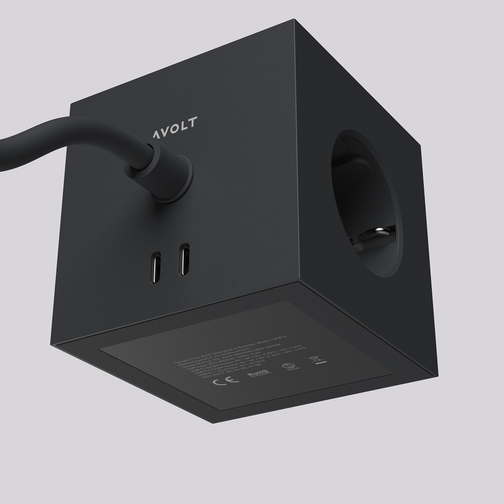 Avolt - Prise murale Square 2 avec port USB-C - Bleu