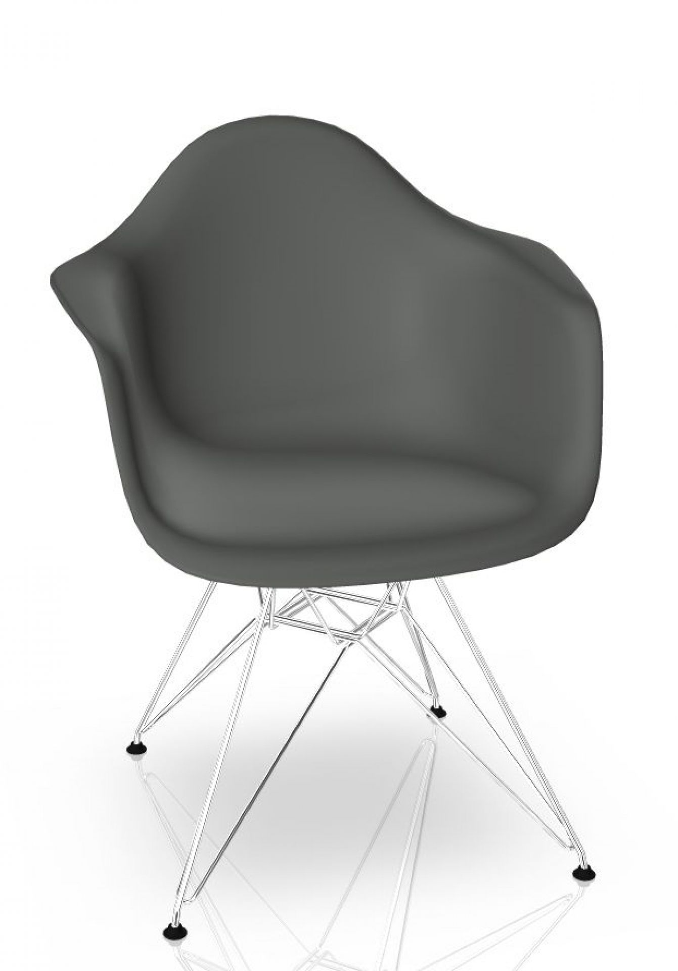 Eames Plastic Arm Chair DAR Chaise Vitra Chromé - Granite gris