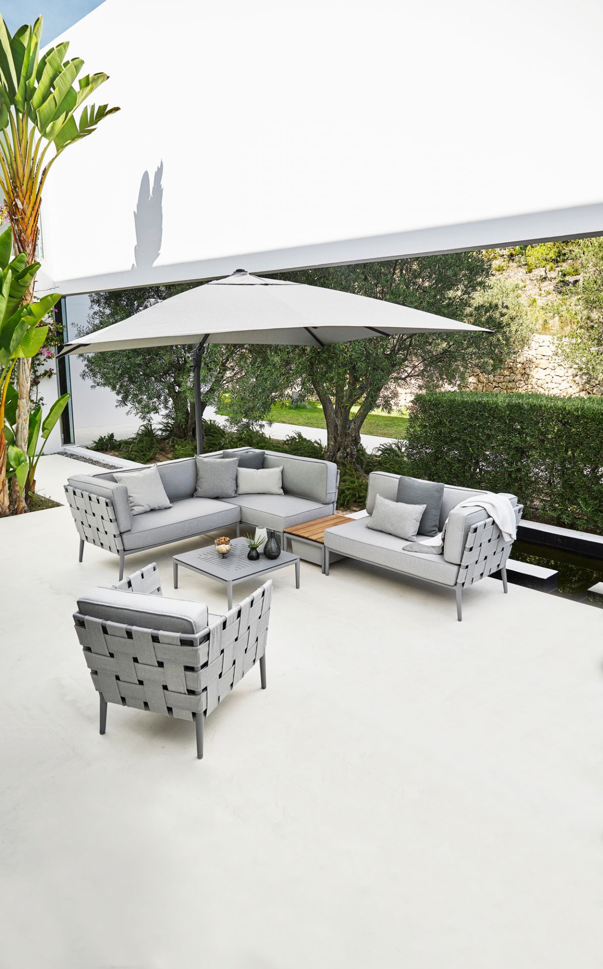 Conic AirTouch Outdoor 2 places canapé modulaire gauche gris clair Cane-Line