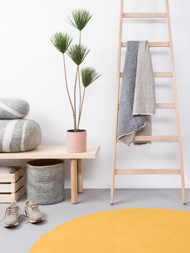 Mono Rond Tapis en feutre Ø 160 cm myfelt Klara (jaune moutarde)