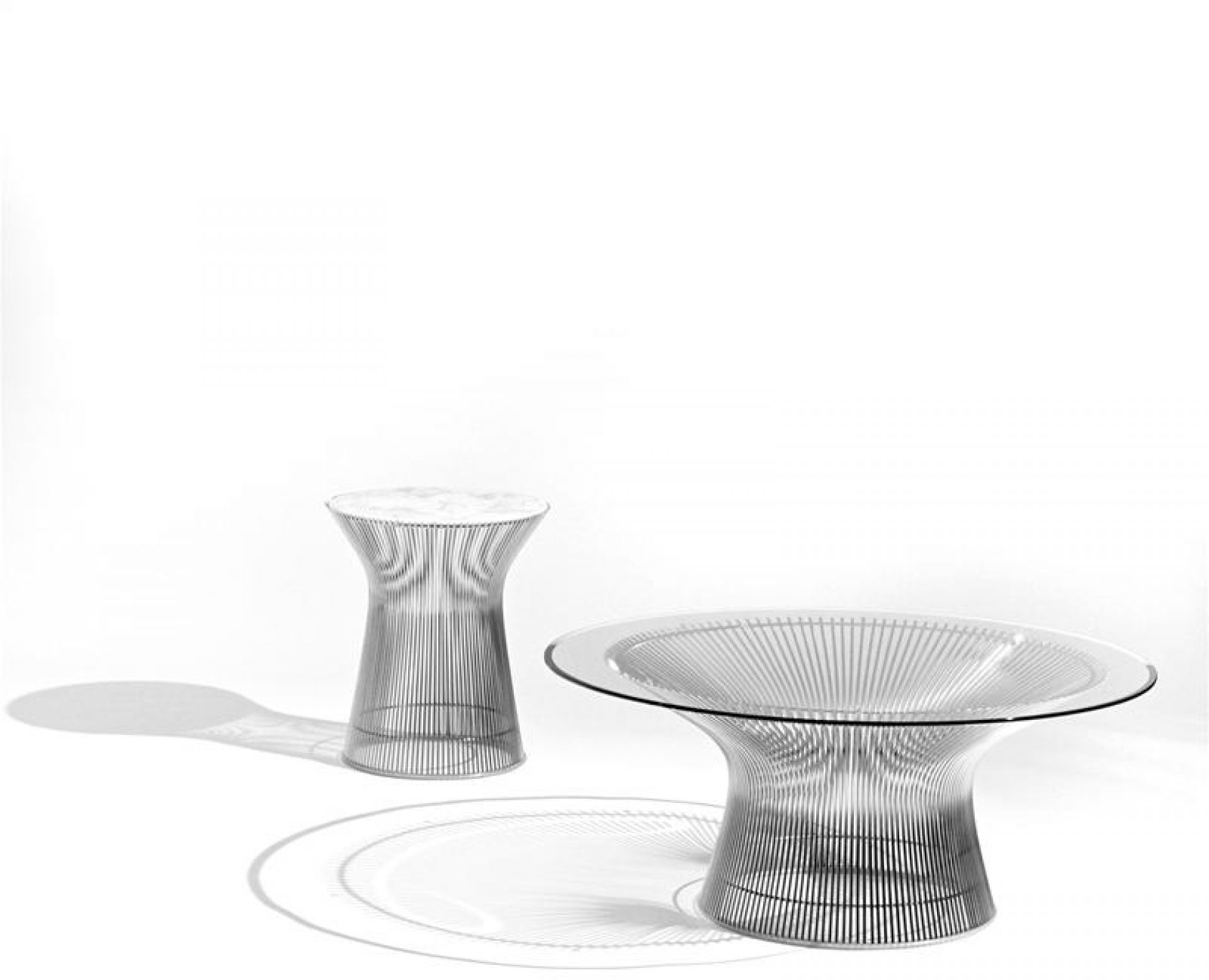 Platner Table basse cristal / nickel poli Knoll International - BOURSE RAPIDE