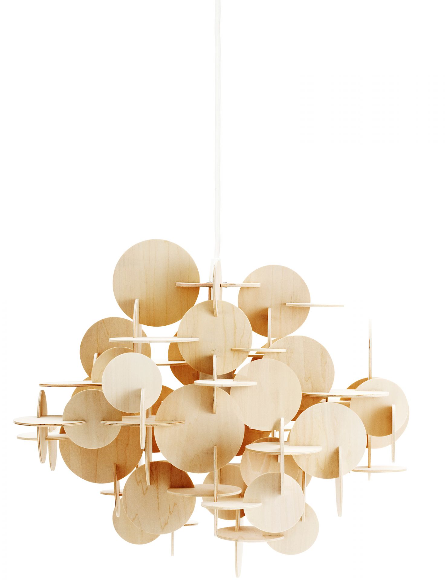 Normann Copenhagen Bau Lamp Natur: Moderne Pendelleuchte aus hellem Holz, skandinavisches Design.