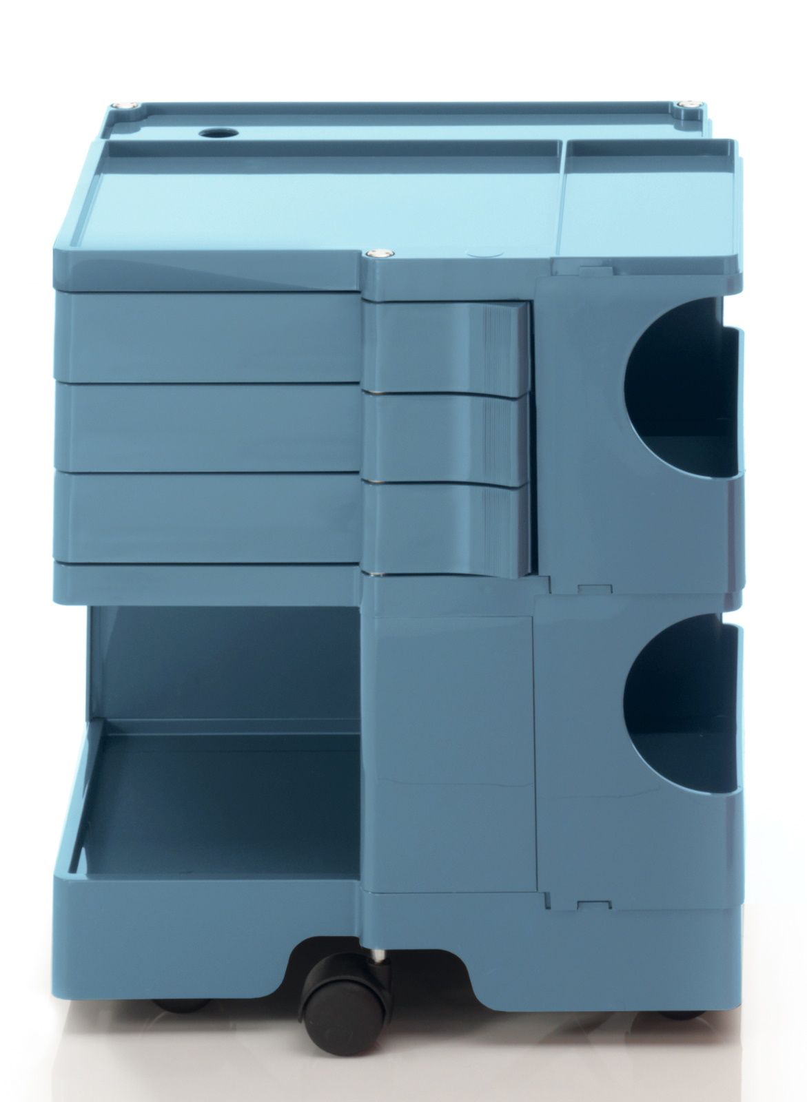 Boby Rollcontainer in Blau: Vielseitiger, mobiler Rollwagen mit Schubladen und Ablagefächern.