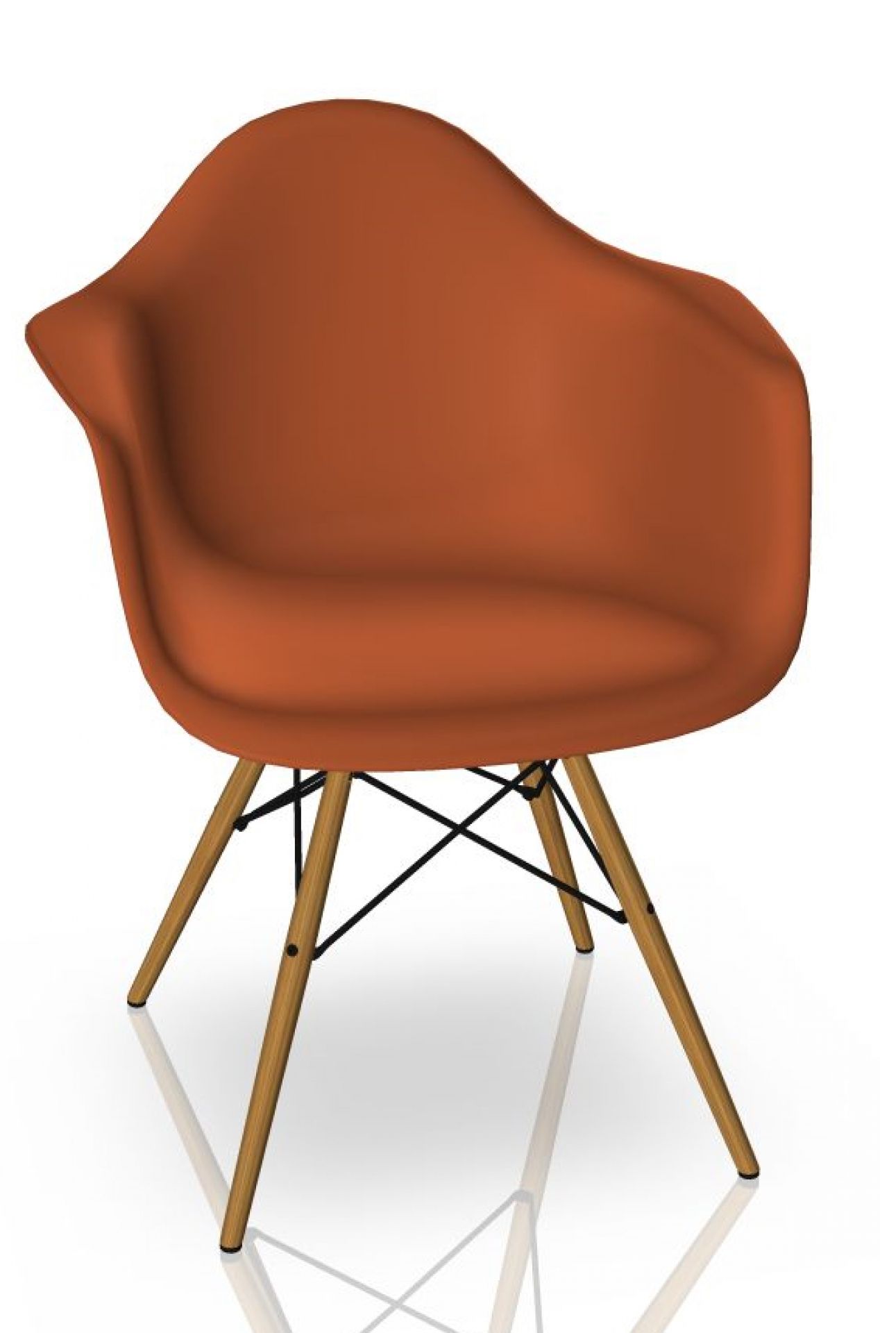 Eames Plastic Arm Chair DAW Chaise Vitra Frêne - Rouille orange