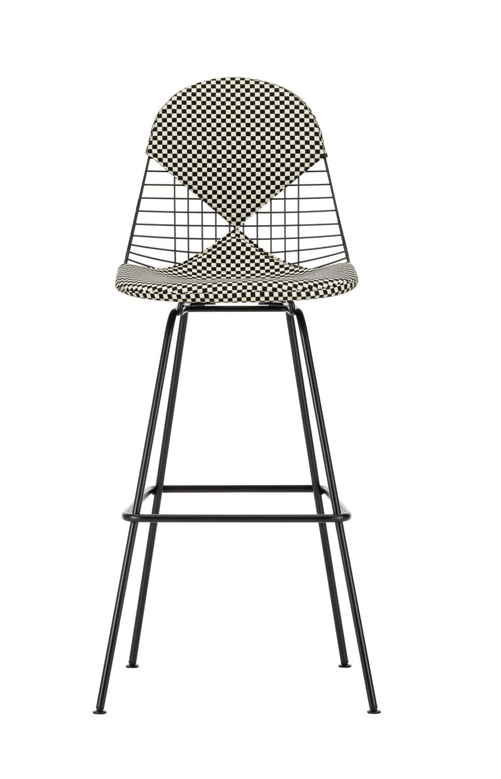 Eames Wire Bar Stool Tabouret de bar haut avec assise et dossier rembourrés Vitra