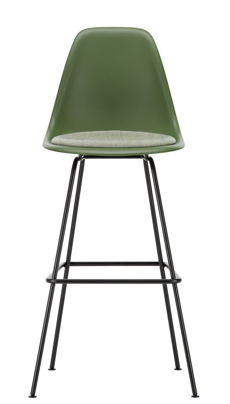 Eames Plastic Bar Stool Tabouret de bar haut avec coussin d'assise Vitra