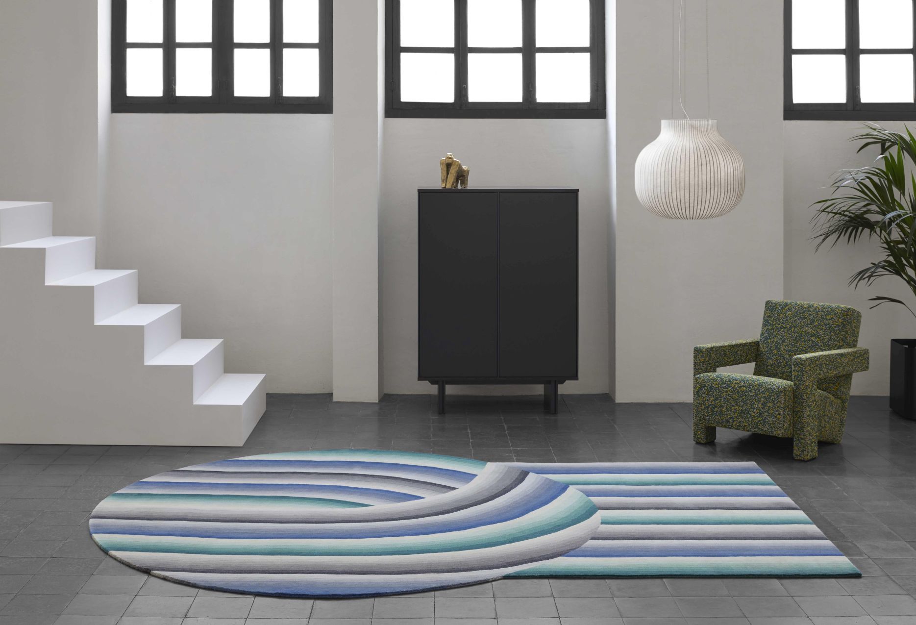 Round Mirage Tapis bleu Gan