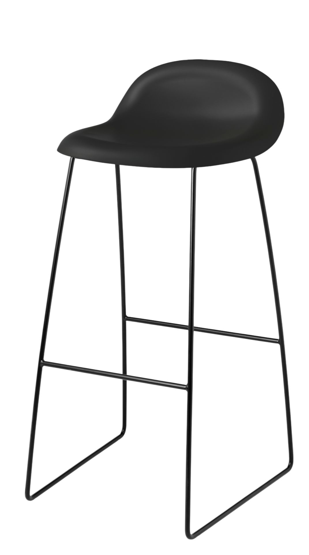 3D Tabouret de bar 75 Noir - Sledge Base Patins en plastique Gubi