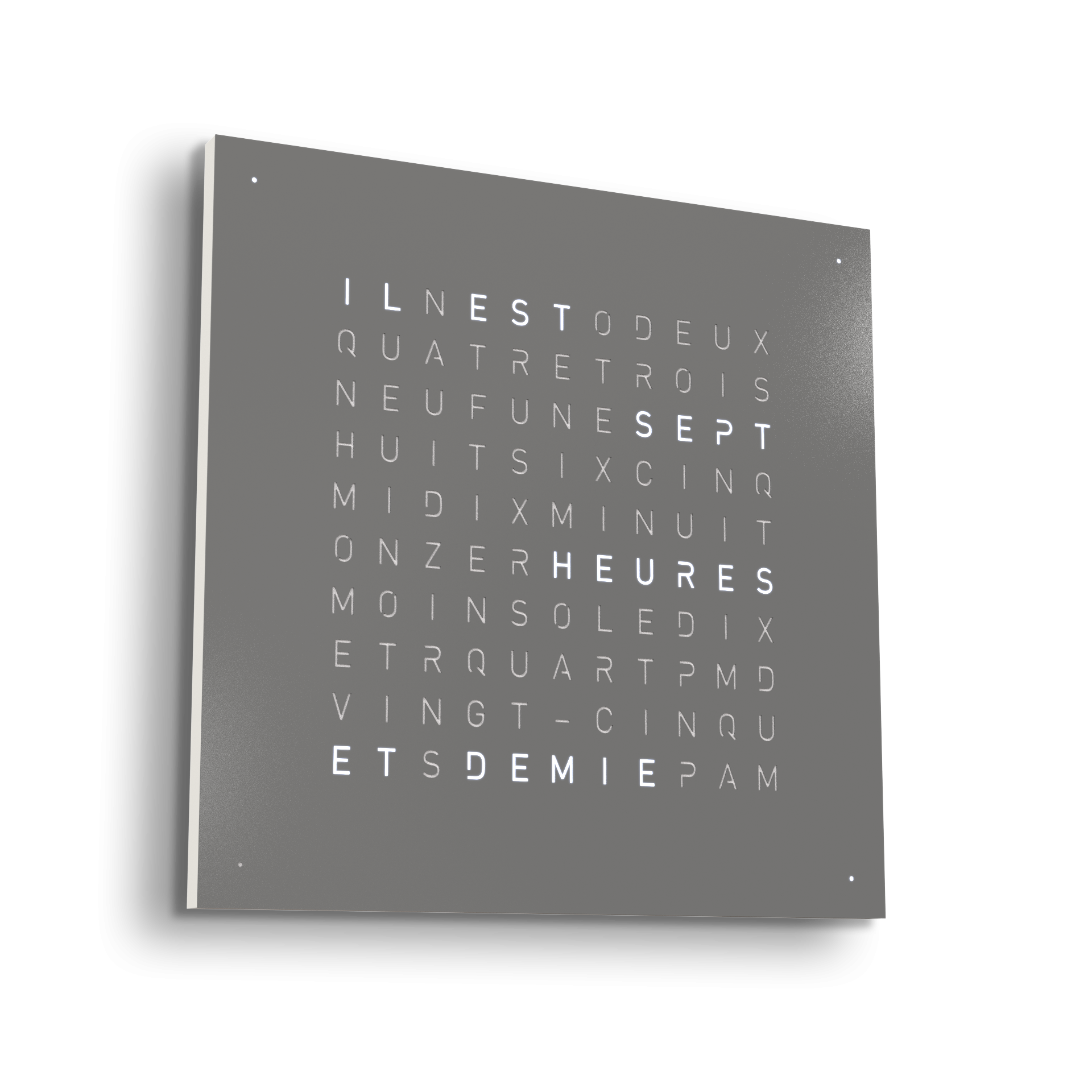 Earth 90 Steel Series Horloge murale / Objet temporel Français QLOCKTWO