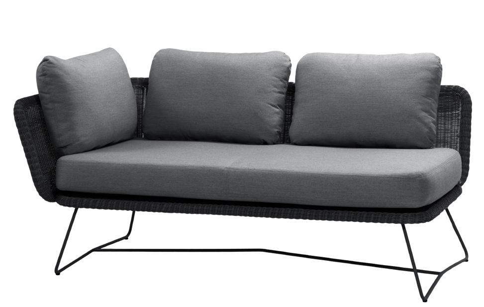 Horizon Outdoor Sofa modulaire 2 places droit Cane-Line Structure noire / Coussin gris