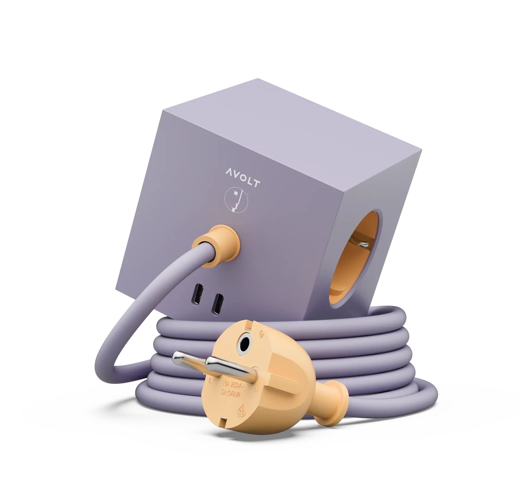 Square 1 - Avolt x Bauhaus cube de prise avec USB-C édition limitée Lavender Glow dfp Design