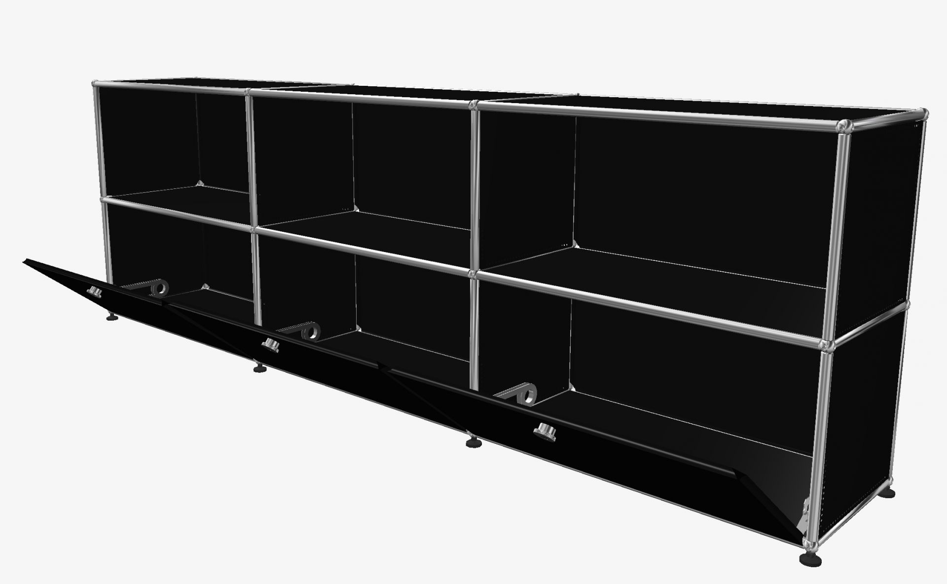 USM Haller Sideboard 3 Open / 3 Flaps Noir graphite - FAST DELIVERY     